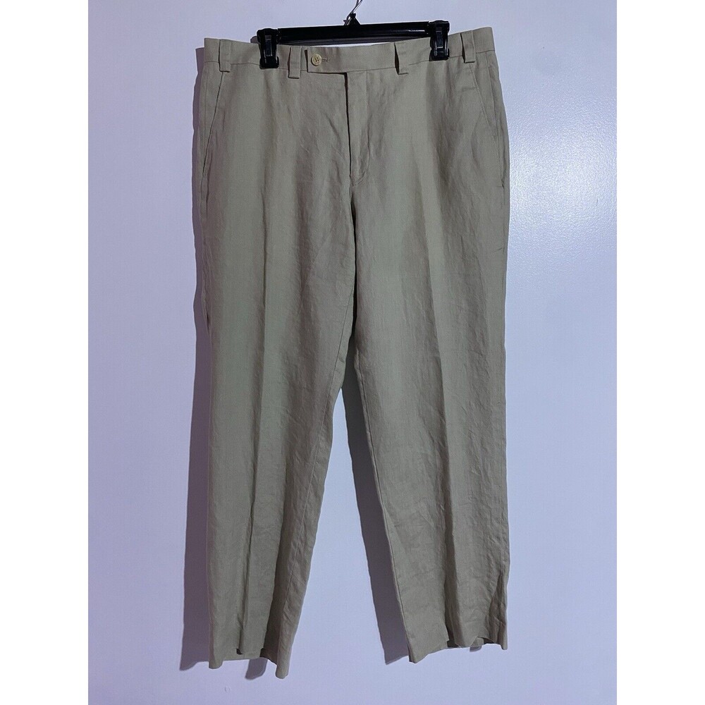 Calvin Klein Pants Mens 36x30* Tan Linen Chino Beach Resort Relaxed Trousers